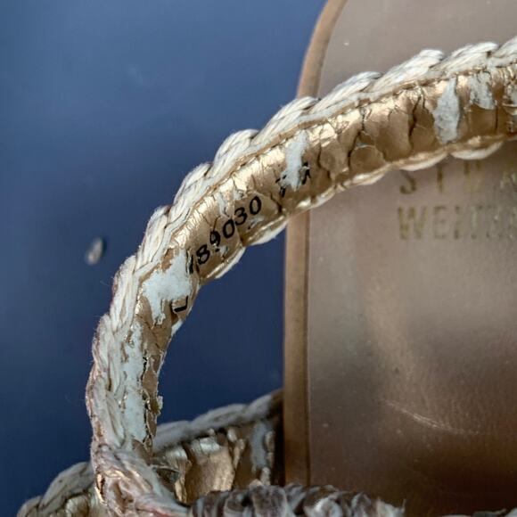 STUART WEITZMAN Size 7 Beige Natural Metallic Espadrille Sandals - Picture 10 of 13